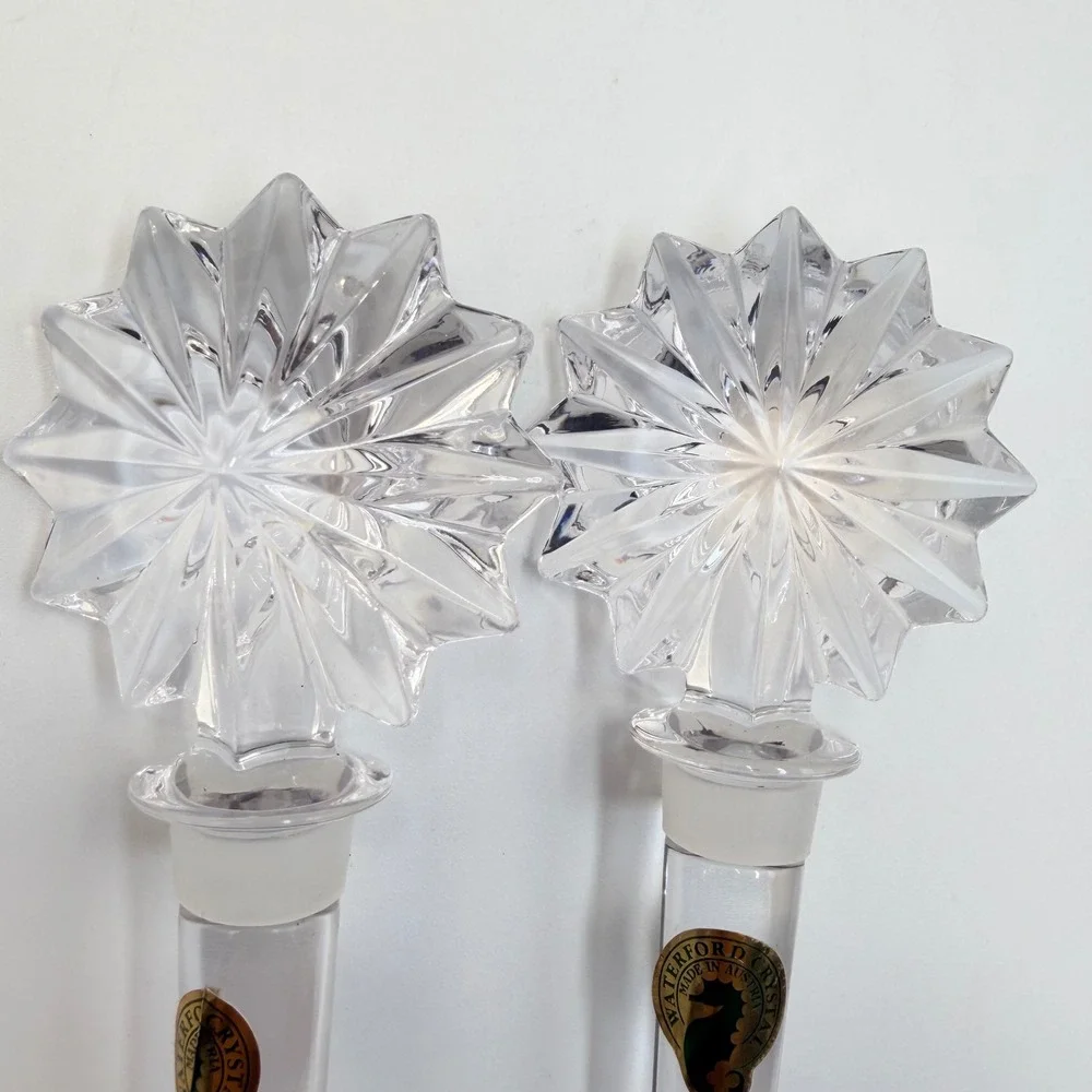 Waterford Crystal Sunburst Wine Bottle Stoppers Set of 2 Austria Star‎ NWOB